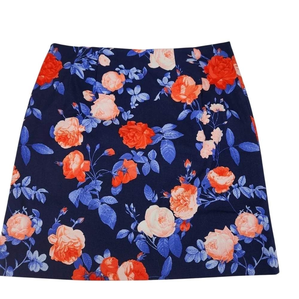 Talbots Floral Navy Pencil Skirt Size 4
